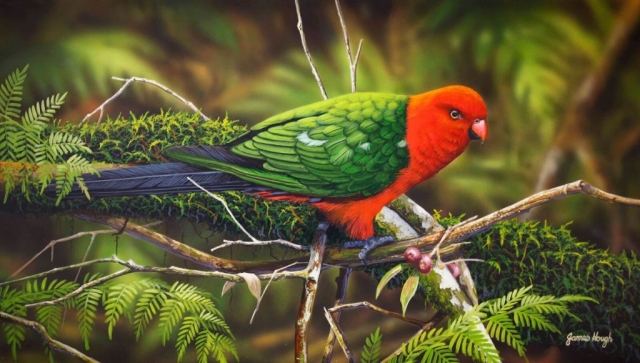 Fallen Fruit parrot painting by James Hough