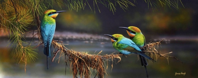 River Whispers Bee Eaters painting by James Hough