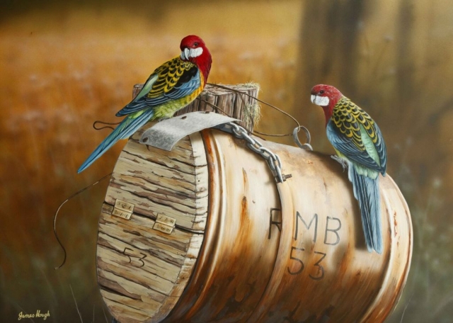 Roadside mail Rosella painting by James Hough