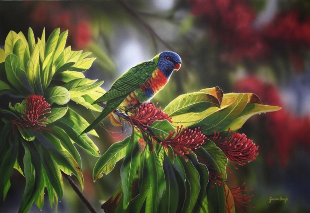 Tropical delights lorikeet painting by James Hough