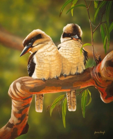 Two Seater Kookaburras painting by James Hough